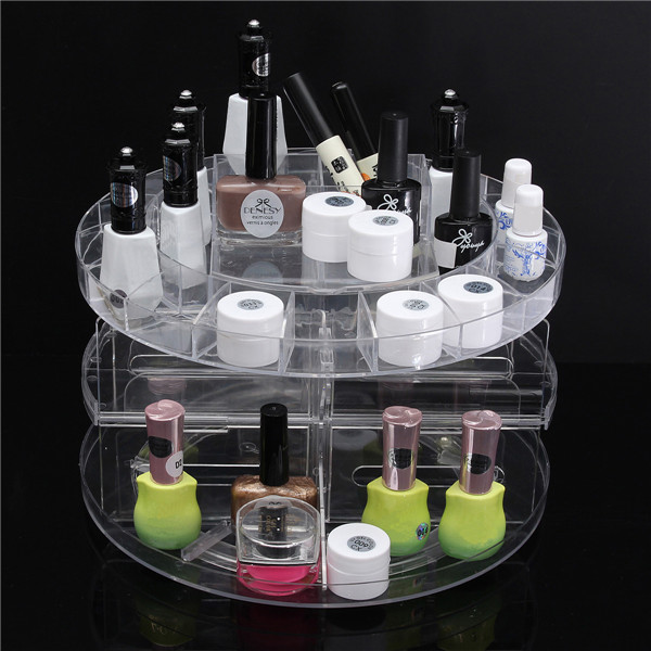Transparent Plastic 360 Degree Makeup Cosmetic Perfume Nail polishStorage Organizer Holder