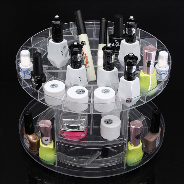 Transparent Plastic 360 Degree Makeup Cosmetic Perfume Nail polishStorage Organizer Holder