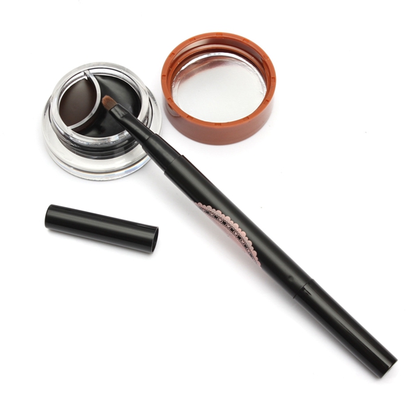 Dual Gel Eyeliner Eyebrow Cream Solid Double Ends Eye Makeup Brush Kit