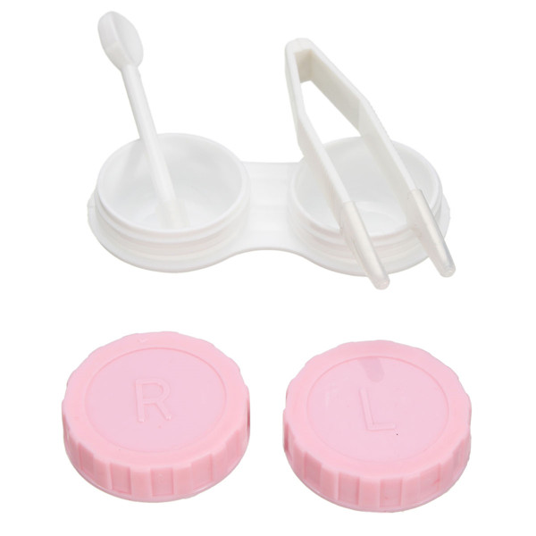 Resin Bowknot Contact Lenses Container Box Mirror Tweezers Lens Holder 