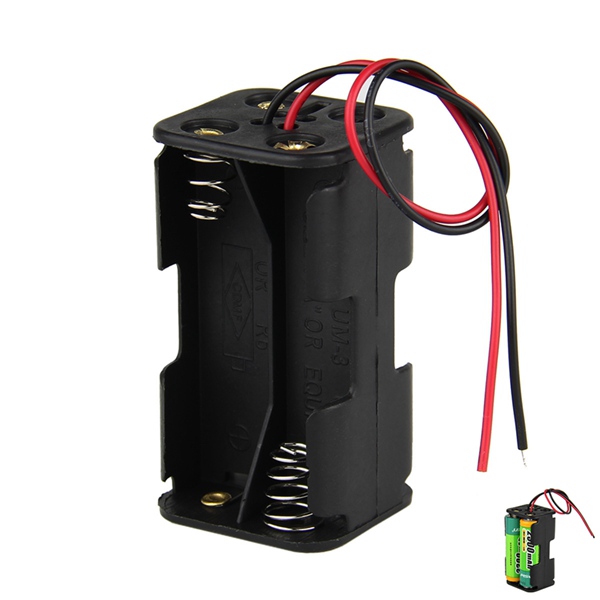 

DIY 6V 4-Slot AA Battery Double Deck / Back To Back Holder Case With Leads