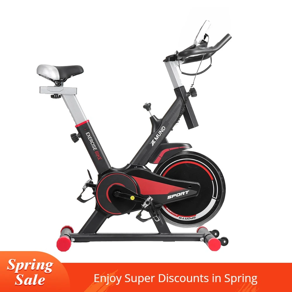 Xmund XD-EB1 LCD Exercise Bike Indoor Cycling Ultra-quiet Adjustment Sports Bicycle Fitness Equipment with Wheels Max Load 130kg