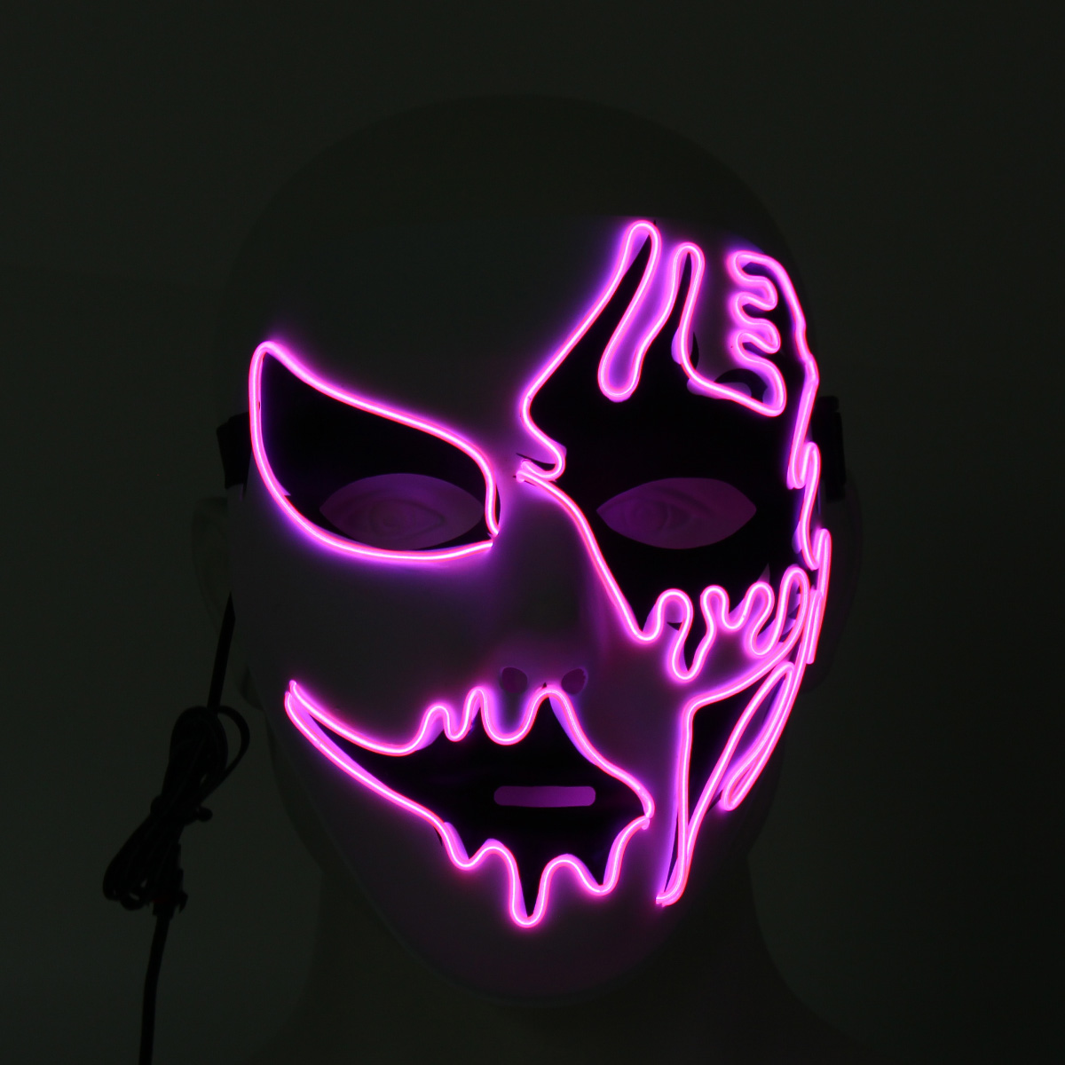 LED Light up Mask Cosplay Glowing in The Dark Mask Costume 3 Lighting Modes Sago Brothers Scary Halloween Mask Pink Halloween Face Masks for Men Women Kids 