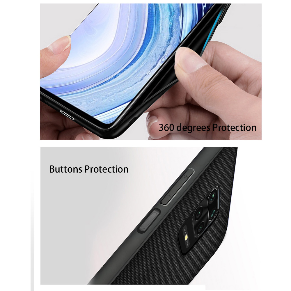 Bakeey Luxury Fabric Splice Soft Silicone Edge Shockproof Protective Case For Xiaomi Redmi Note 9S / Xiaomi Redmi Note 9 Pro / Xiaomi Redmi Note 9 Pro Max Non-original