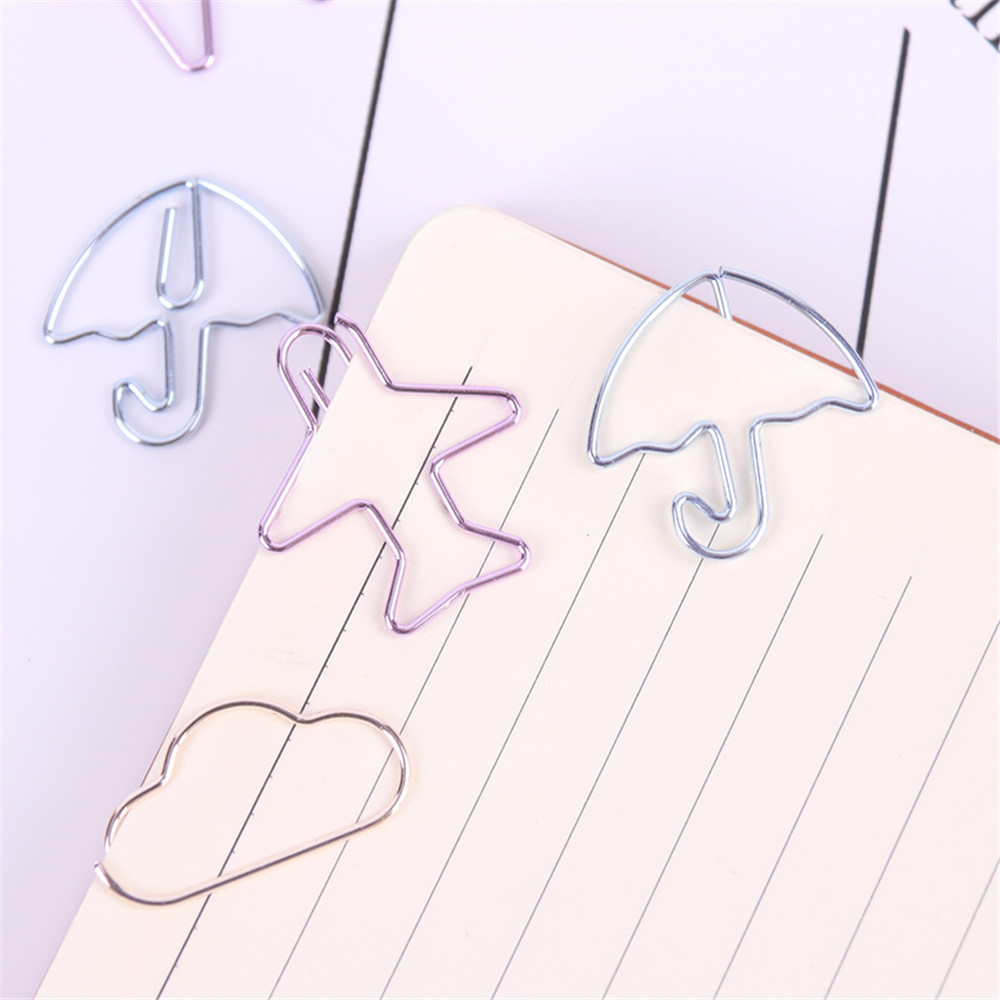 Deli 0055 12PCS Paper Clips Special Shape Notes Smooth Paper Clips DIY Bookmark Stationery Student Metal Binder Clips Notes Letter Paper Clips