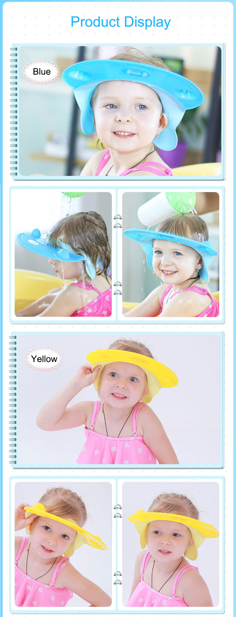 Vvcare BC-AR03 Adjustable Baby Shower Cap Soft Bath Shampoo Visor Hat Bathing Hair Washing Protector for Baby Kids