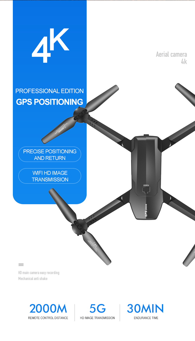 1906 5G WIFI FPV GPS With 4K HD ESC Dual Camera Optical Flow Visual Positioning Foldable RC Drone Quadopter RTF - Photo: 2