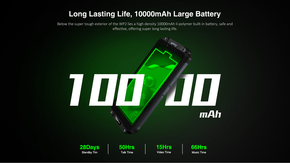 OUKITEL WP2 6.0 Inch FHD+ IP68 NFC 10000mAh Android 8.0 4GB 64GB MT6750T Octa Core 4G Smartphone