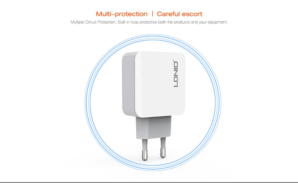 LDNIO 5V 3.1A 3 USB Port EU Plug Smart Travel USB Charger Adapter for Mobile Phone  