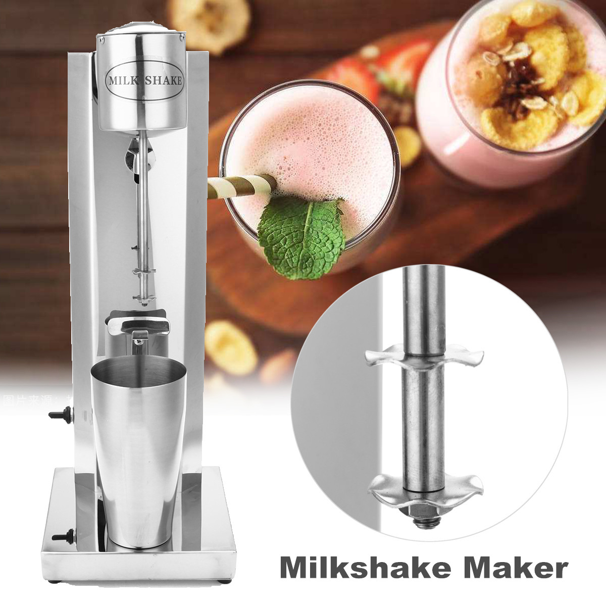 Electric Stainless Steel Milkshake Maker Machine Smoothie Cup Set Cocktail Shaker 10