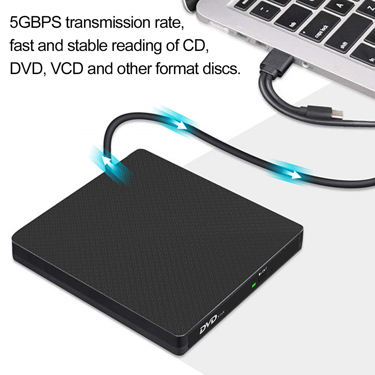 USB3.0 Type-C CD DVD External Optical Drive DVD-RW Player High Speed Data Transfer External Burner Writer Rewriter for Computer PC Laptop XD009