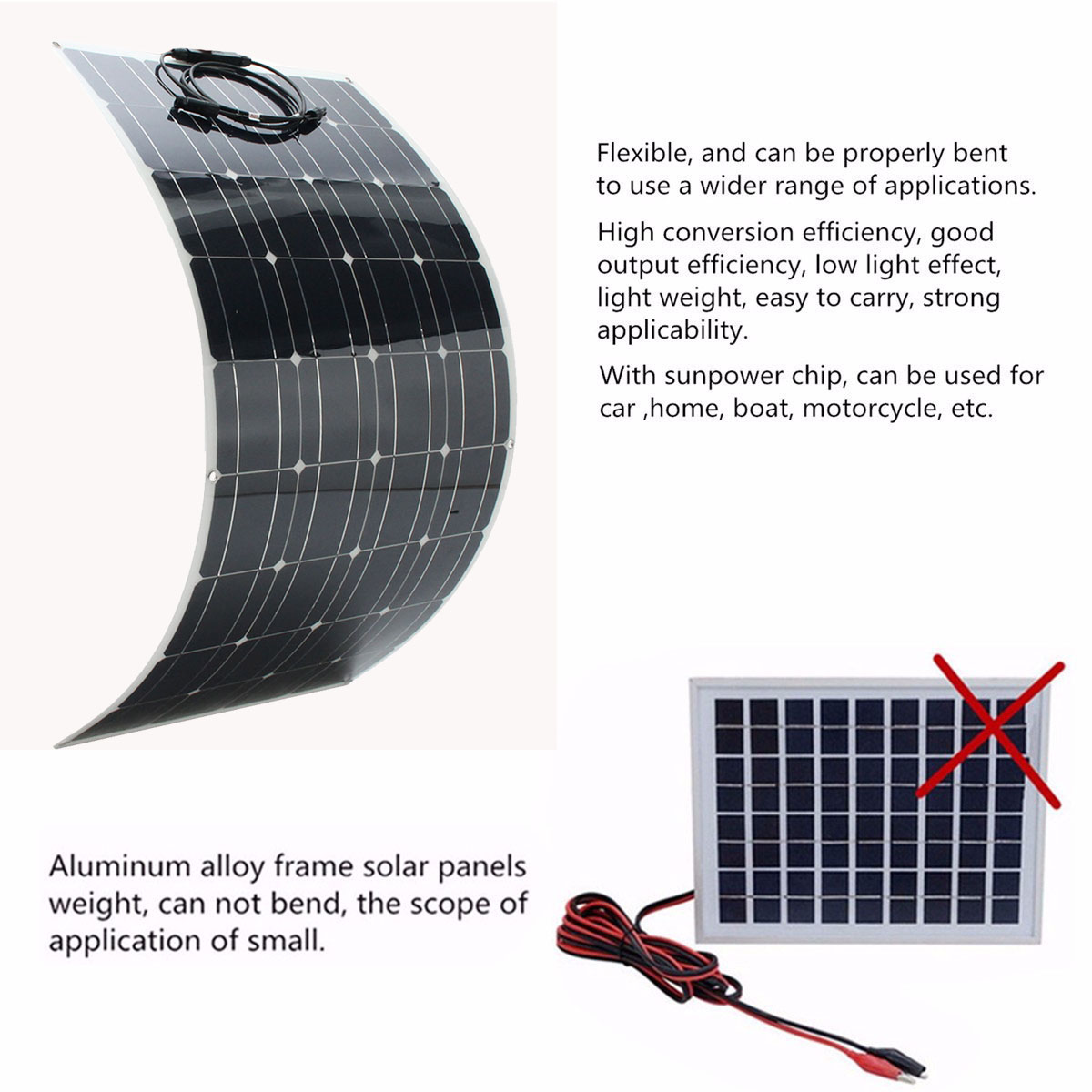 Elfeland® SP-39 120W 1180*540mm Semi-Flexible Solar Panel With 1.5m Cable Front Junction Box 7