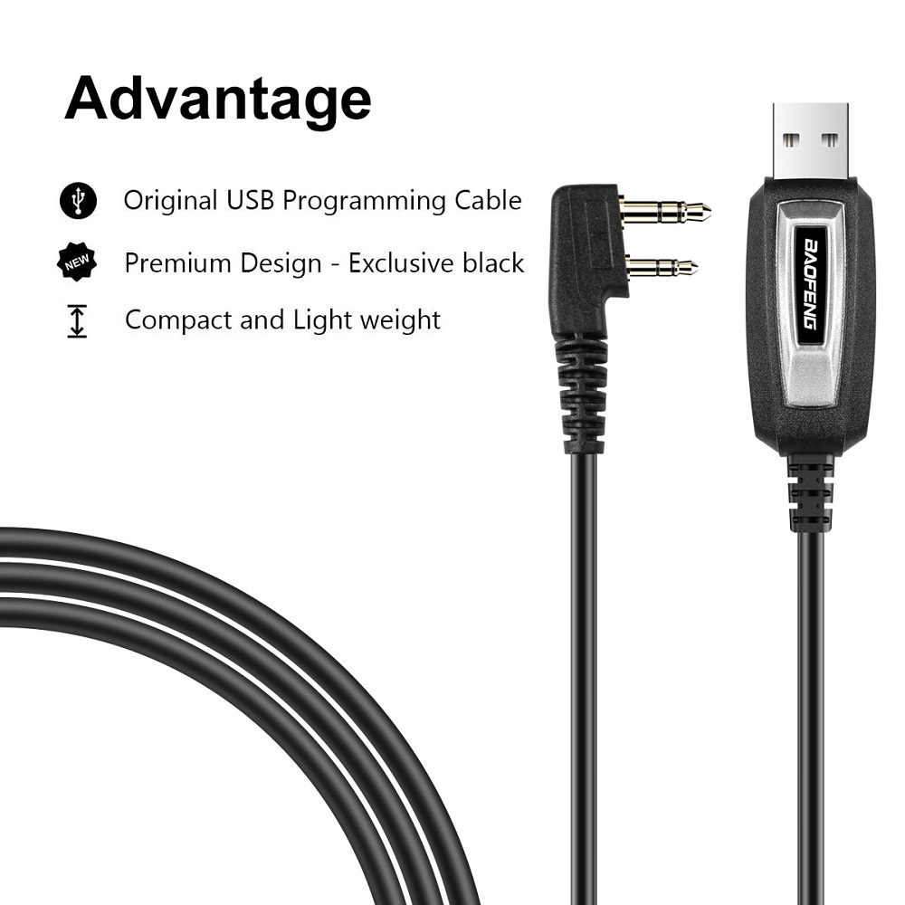 BAOFENG 2 Pins Plug USB Programming Cable for Walkie Talkie for UV-5R serise BF-888S Walkie Talkie Accessories