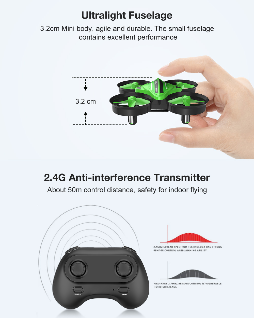 Eachine E017 Mini 2.4G 4CH 6-Axis Altitude Hold Headless Mode RC Drone Quadcopter RTF with Three Batteries