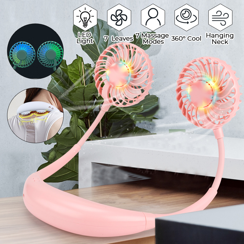 Bakeey Massage Board Neck Fan LED USB Charging with Aroma Diffuser Fan 7-blade Fan 3 Wind Speed Adjustable