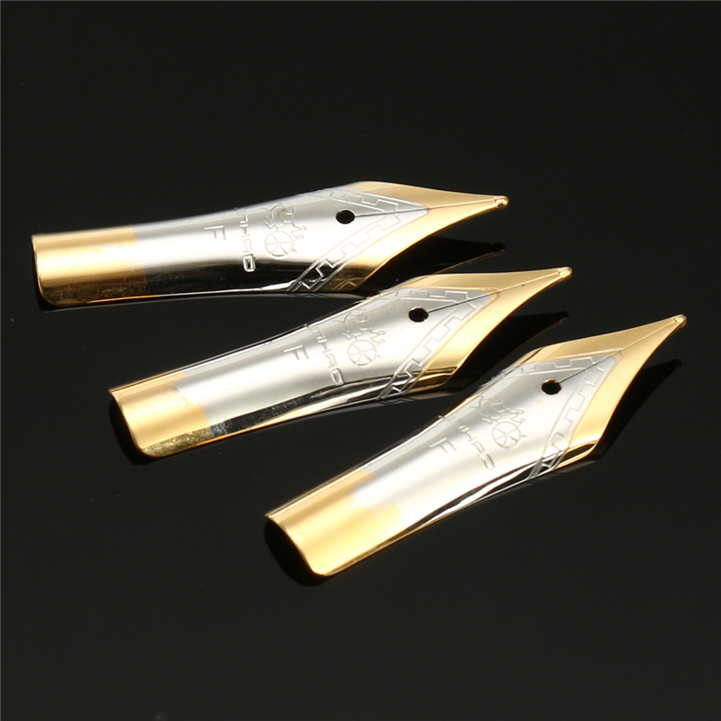 

3pcs / set 0.5mm Fine Nibs для Jinhao 599A, / 992/991 / Shark Fountain Pens Золотая ручка версии Школа Принадлежности