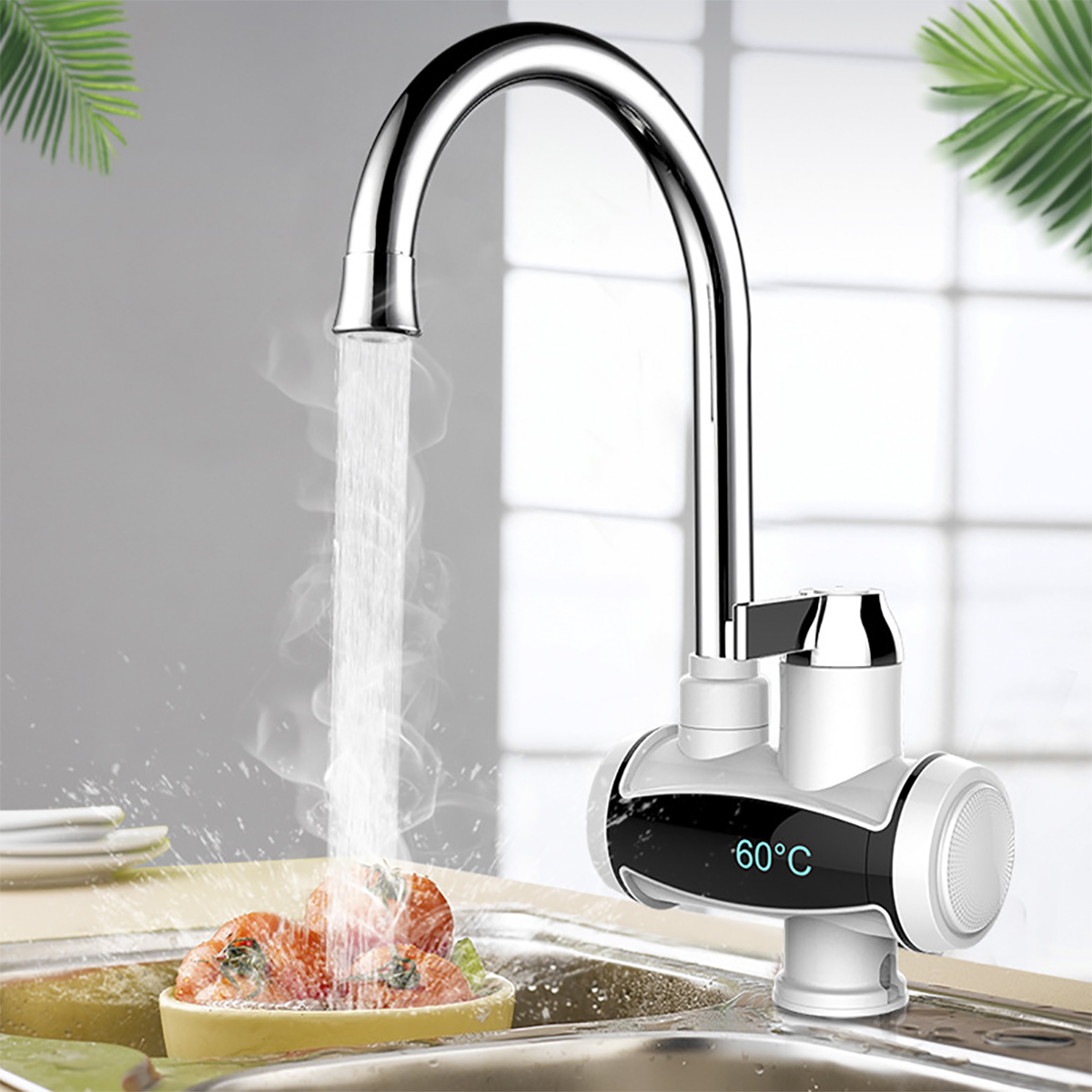 Color : Under Faucet Household Stainless Steel 3000W Heater Water and Electric Insulation 220V Built-in Water Heater Kitchen and Bathroom HAODAMAI 