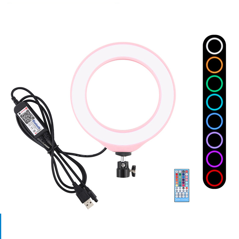 PULUZ PU429F 6,2 polegadas 16 cm USB RGBW Regulável LED Anel de luz para transmissão ao vivo de vídeo Vlogging Fotografia com Controle Remoto
