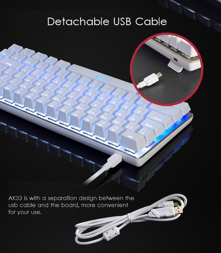 AJazz AK33 82 Keys RGB Backlit Detachable USB Wired Mechanical Gaming Keyboard 4