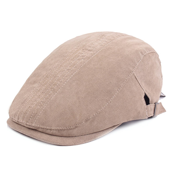 

Men Unisex Vintage Cotton Solid Beret Cap Adjustable Sunshade Golf Cabbie Forward Hats