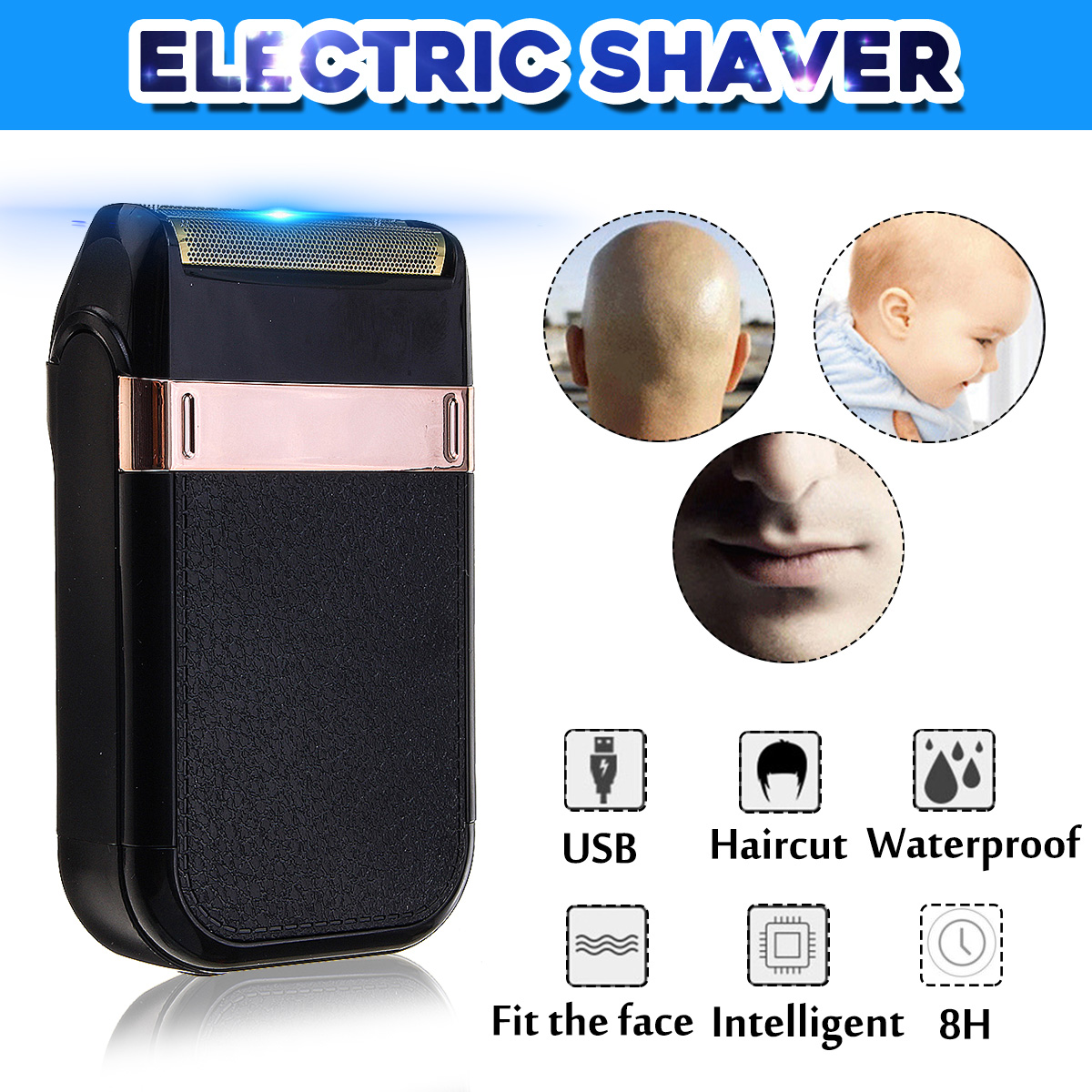 USB Rechargeable Double Blade Head Hair Trimmer Electric Razor Shaver Reciprocating