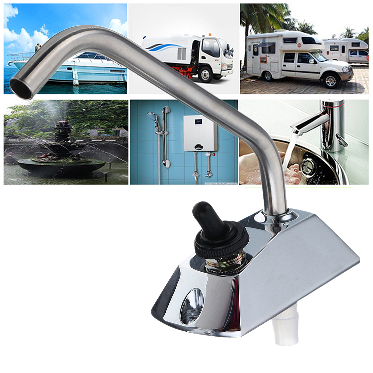 Alloy Water Pump Caravan Sink Hand Tap Camper RV Trailer Motorhome Faucet Parts 