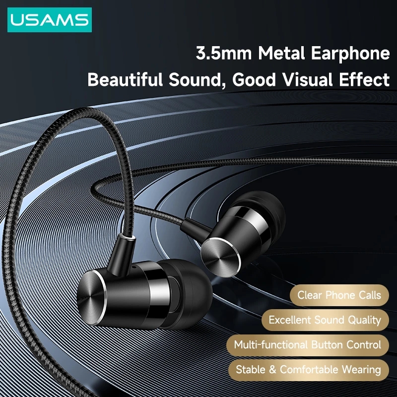 USAMS EP-42 3.5mm Wired Earphone In-ear Earbuds HiFi Stereo Button Control Headset with Mic