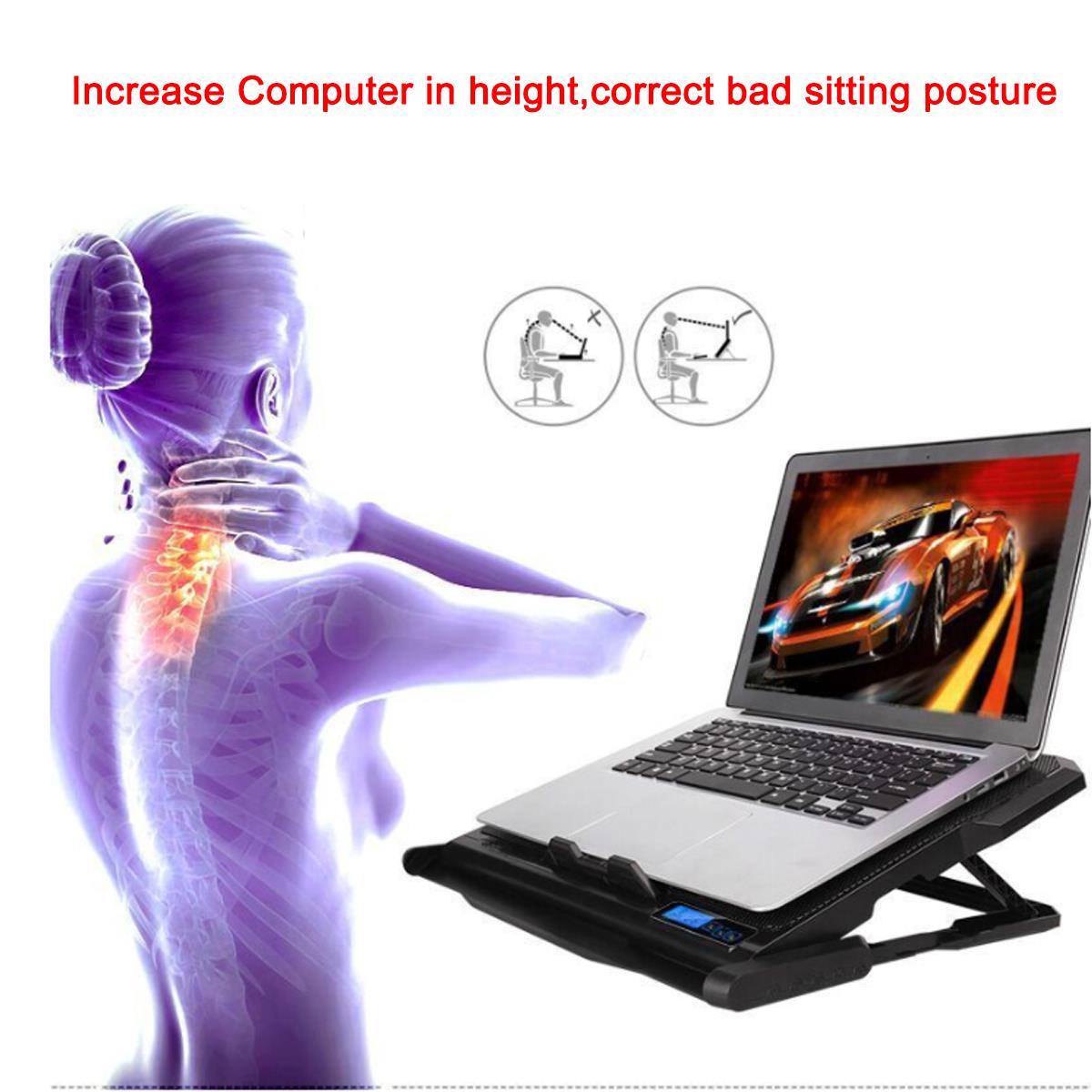 Adjustable Laptop Cooling Pad USB Cooler 6 Cooling Fans With Stand For 12-15.6 inch Laptop Use 16