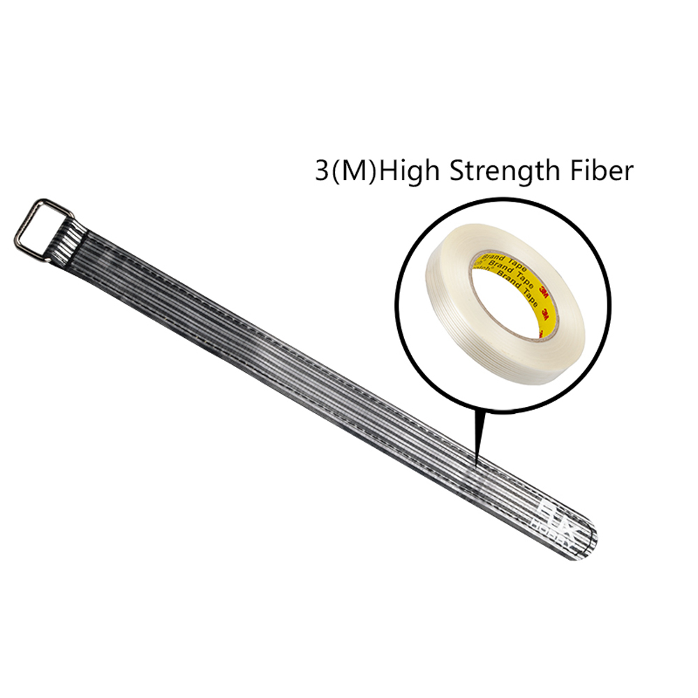 2Pcs RJX 20x500mm 3(M) Fiber Metal Clips Non Slip High Strength Black Battery Strap - Photo: 3