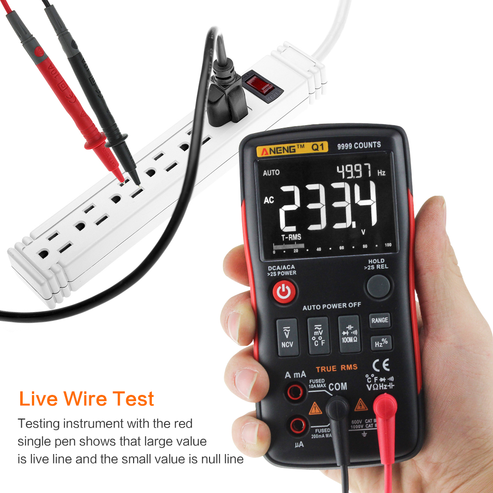 ANENG Q1 9999 Counts True RMS Digital Multimeter AC DC Voltage Current Resistance Capacitance Temperature Tester Auto/Manual Raging with Analog Bar Gr 81