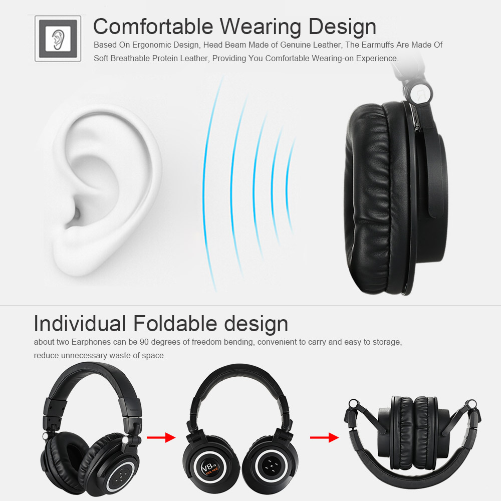 Cool Nice V8-3 Over Ear Foldable Noise Cancelling Heavy Bass Microphone Bluetooth Headphone 32