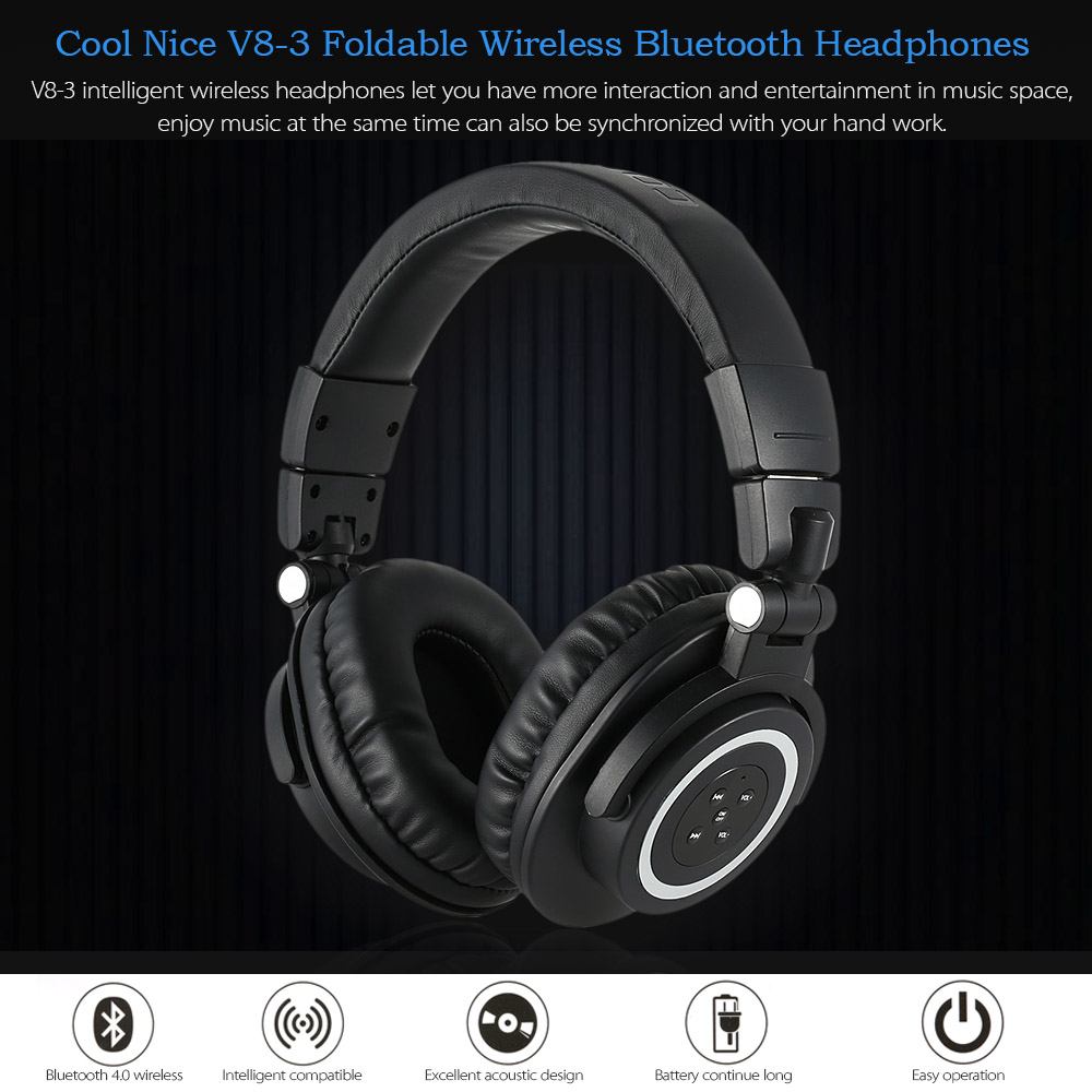 Cool Nice V8-3 Over Ear Foldable Noise Cancelling Heavy Bass Microphone Bluetooth Headphone 6