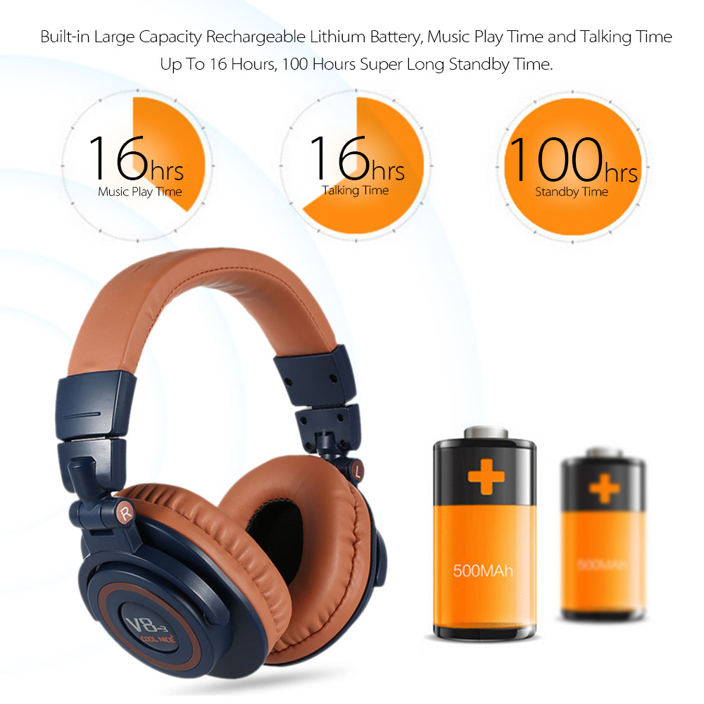 Cool Nice V8-3 Over Ear Foldable Noise Cancelling Heavy Bass Microphone Bluetooth Headphone 62