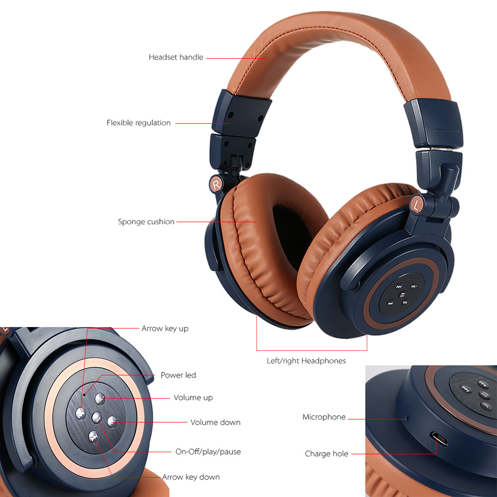 Cool Nice V8-3 Over Ear Foldable Noise Cancelling Heavy Bass Microphone Bluetooth Headphone 66