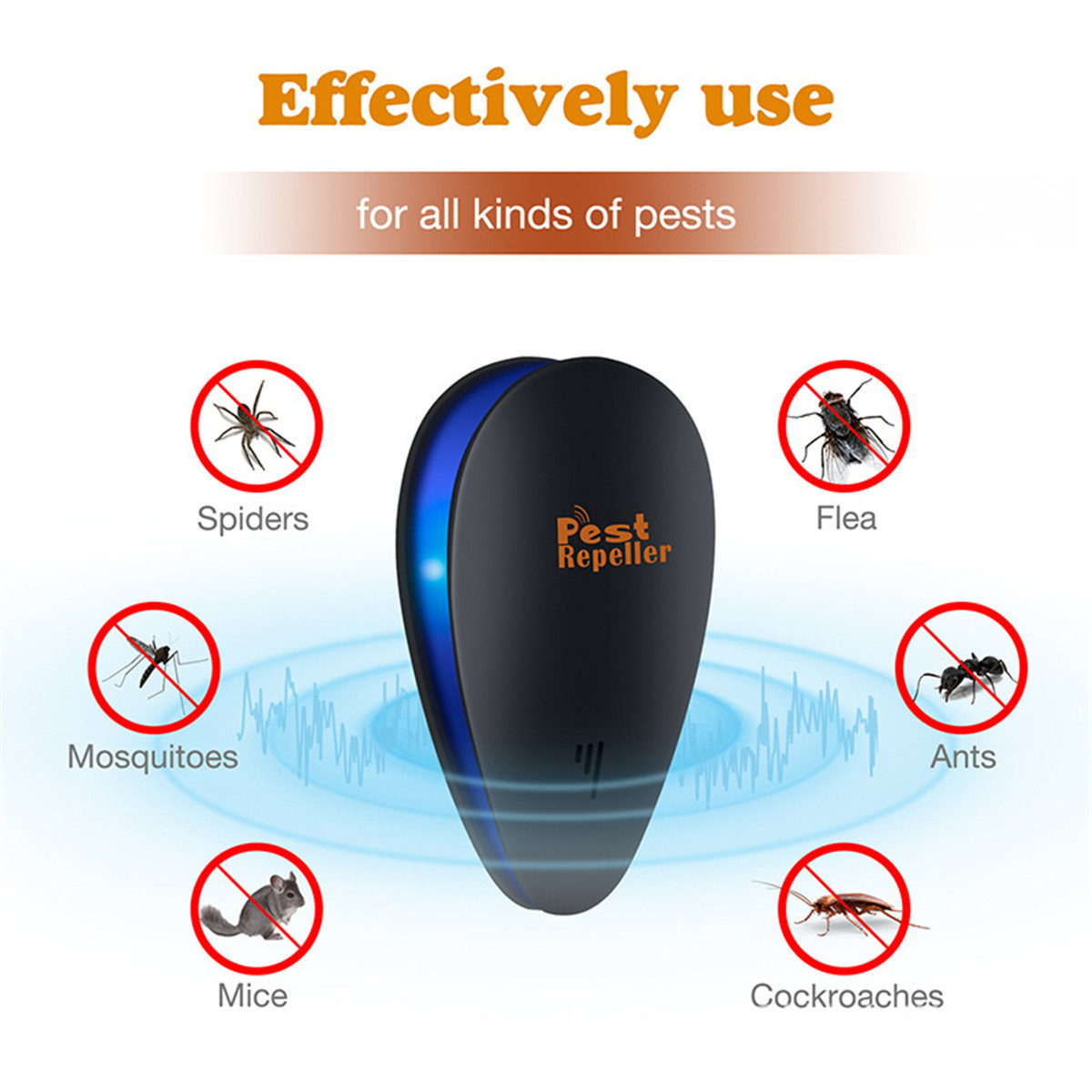 GARPROVM 4Pcs Ultrasonic Insect Repellent Electronic Mosquito Mice Fly Contro Outdoor Camping Garden