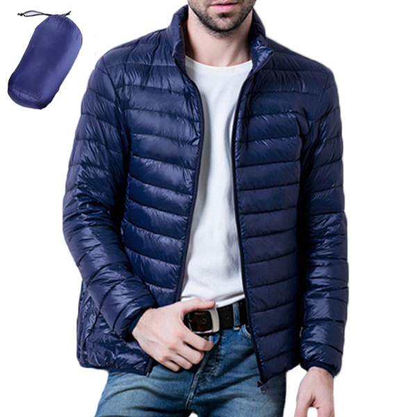 mens casual stand collar portable light down jacket at Banggood