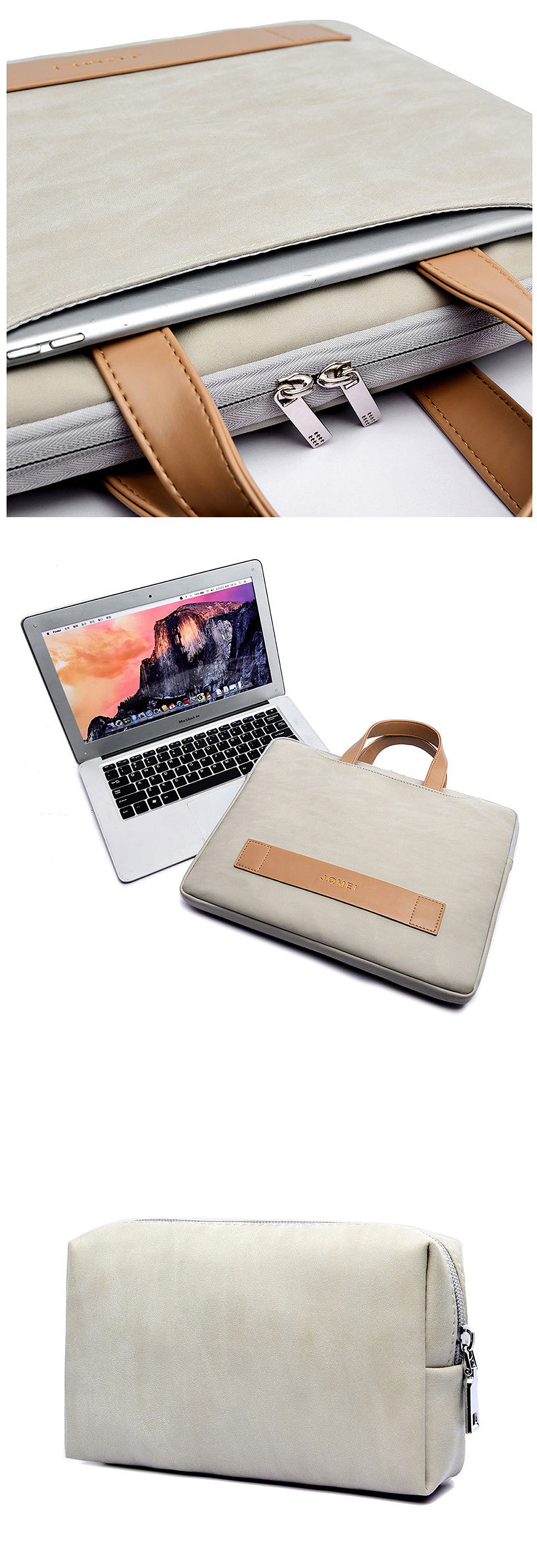 13.3/14 15.6 inch Portable Laptop Bag Waterproof PU Leather Laptop Case Casual Business Handbag for Men and Women