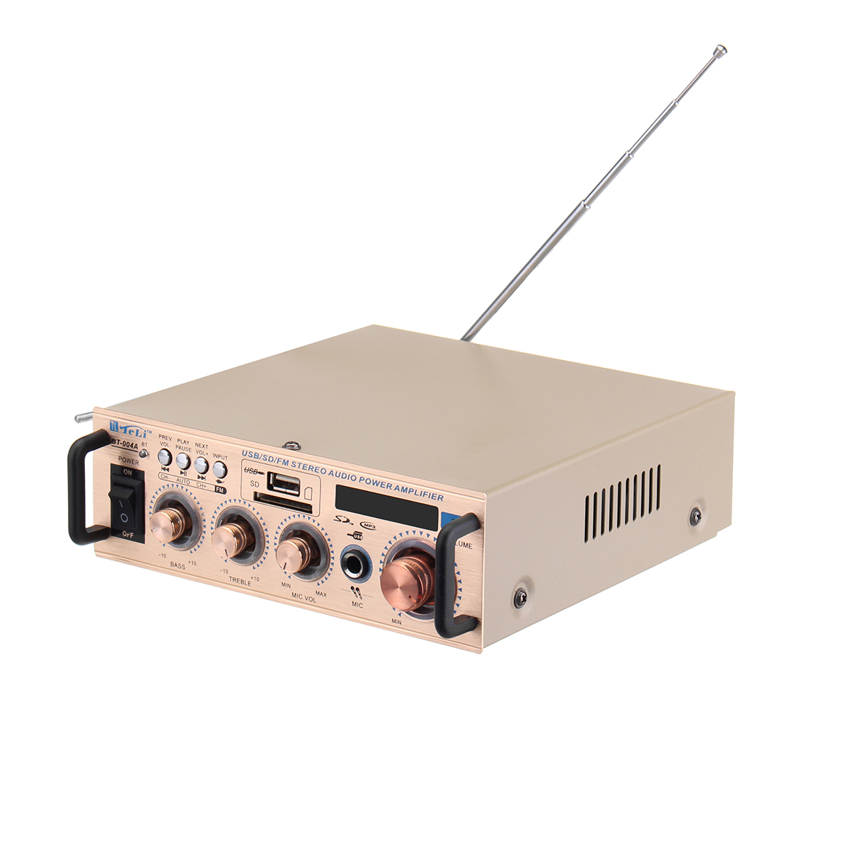 

Teli BT-004A 2CH HIFI Audio Stereo Power Amplifier Bass Support Memory Card USB FM Radio