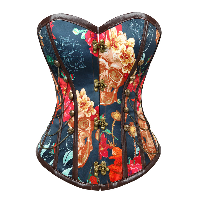 Banggood Retro Floral Steel Boned Lace Up Back Cinching Underbust Chains Corset