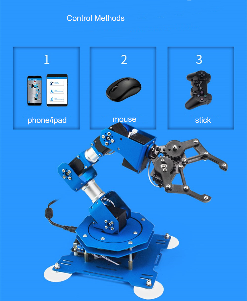 LOBOT 6DOF Scratch Metal RC Robot Arm Programmable Stick/APP Control With Servos 14