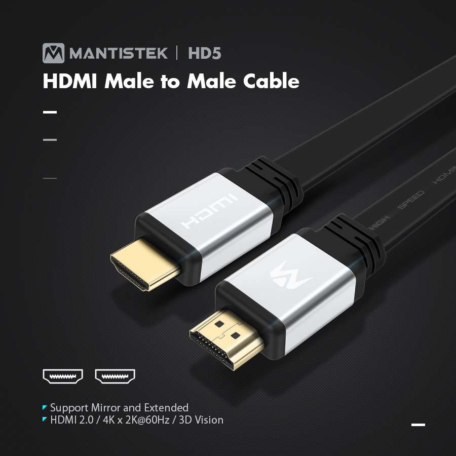 MantisTek 1M 3D HD5 HDMI 2.0 Male to Male 4K Video Date Cable for Projector