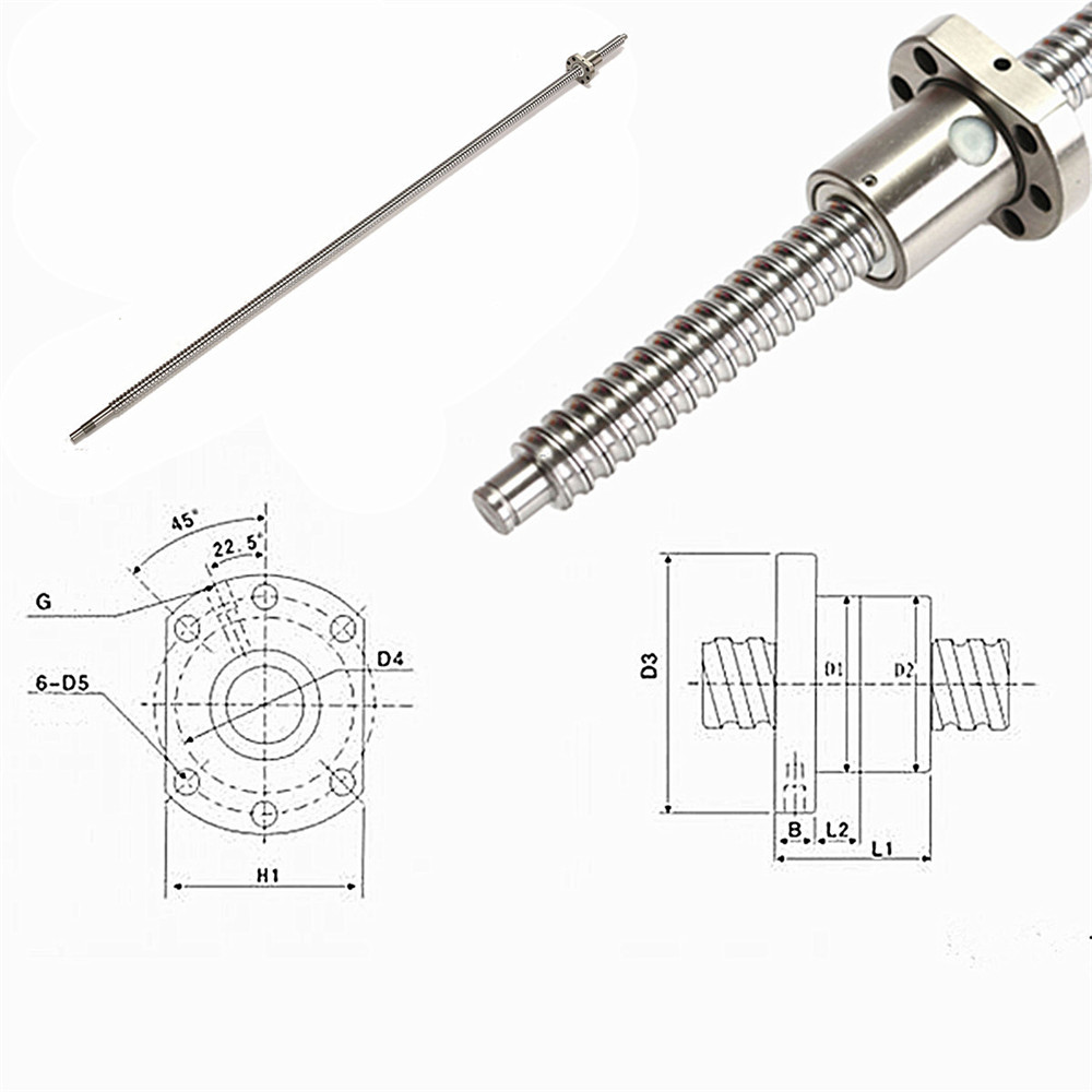 SFU1605 1000mm Ball Screw End Machined Ballscrew with Single Ballnut for CNC