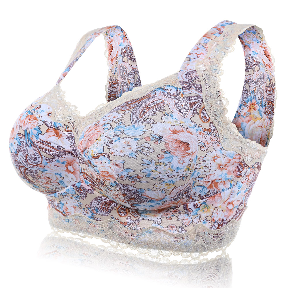 Bangggood Lace Floral Printed Soft Prevent Sagging Sleeping Vest Wireless Bra