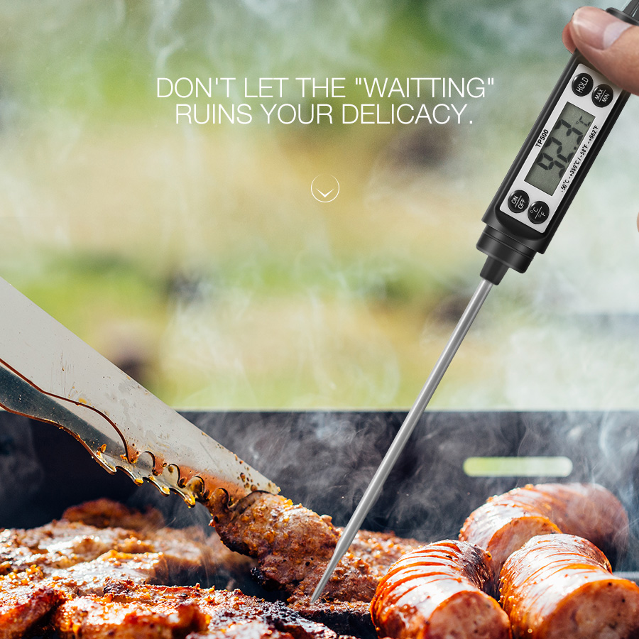 KCASA KC-TP500 Форма Ручки Высокопроизводительный цифровой Термометр барбекю с мгновенным чтением для кулинария и мясной пищи
