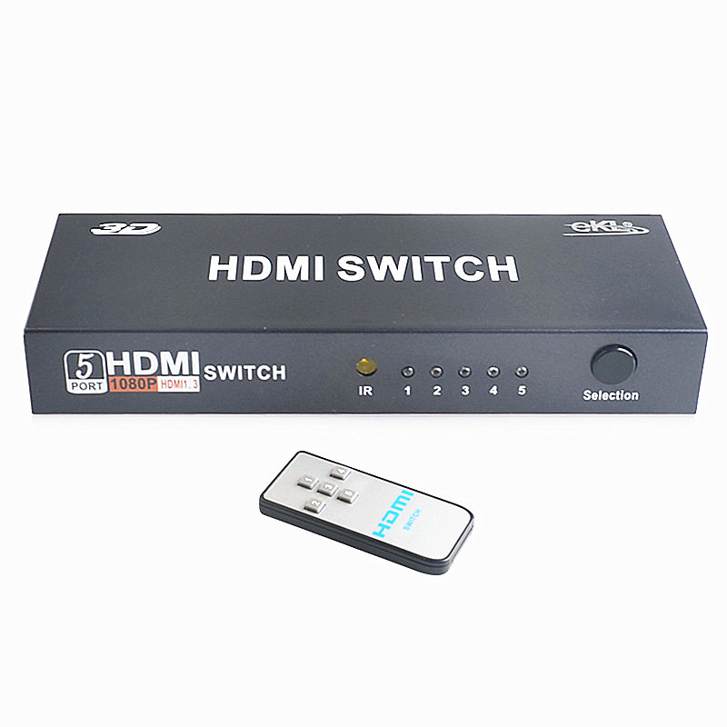 

EKL 5 Input 1 Output 3D 1080P 60Hz HDMI Switch Video Switcher Adapter with IR Control