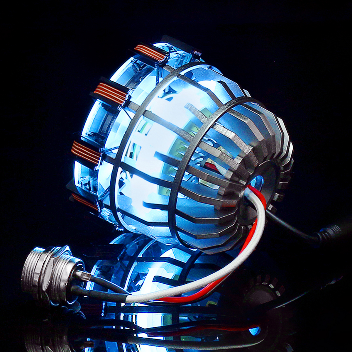 MK2 Tony DIY Arc Reactor Lamp Stainless Steel Kit Illuminant LED Flash Light Set 20