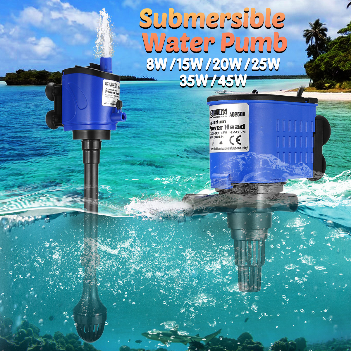 3 in 1 Aquarium Submersible Water Pump Filter Submersible Water Pump