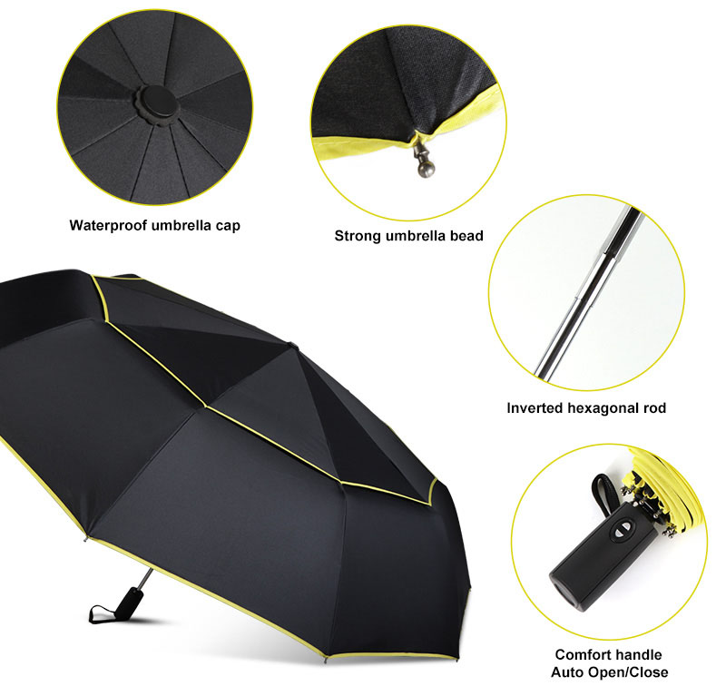 Banggood Golf Umbrella Double Layer Windproof Anti-UV Umbrella 3-4 People Three Folding Sunshade 16