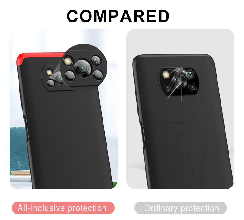 Bakeey for POCO X3 NFC Case 3 in 1 Detachable Double Dip with Lens Protect Frosted Anti-Fingerprint Shockproof PC Protective Case Non-original