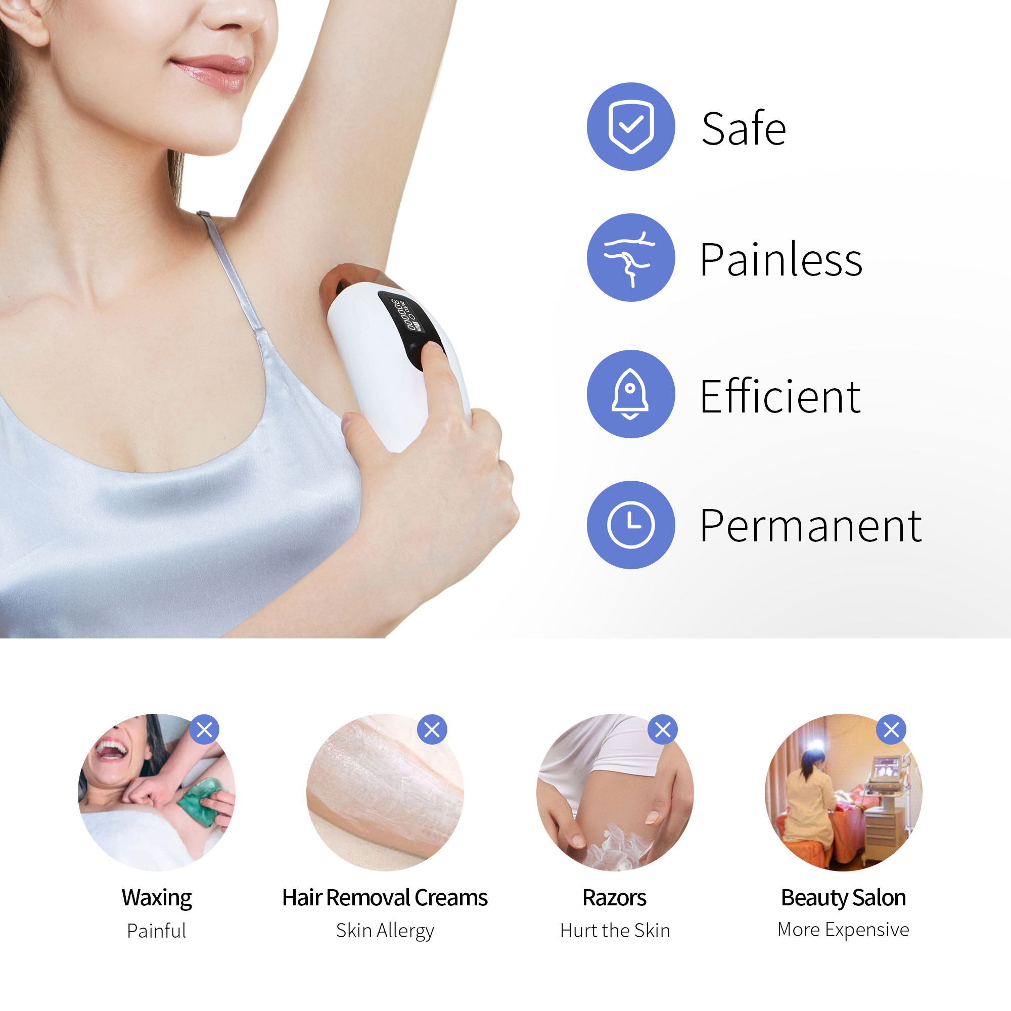 CosBeauty CB306 300000 Flashes Pulse Laser Epilator Household Permanent Hair Removal Machine Body Painless Electric Depilador